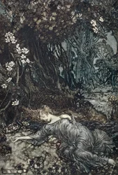 Titania dormida, ilustración de 